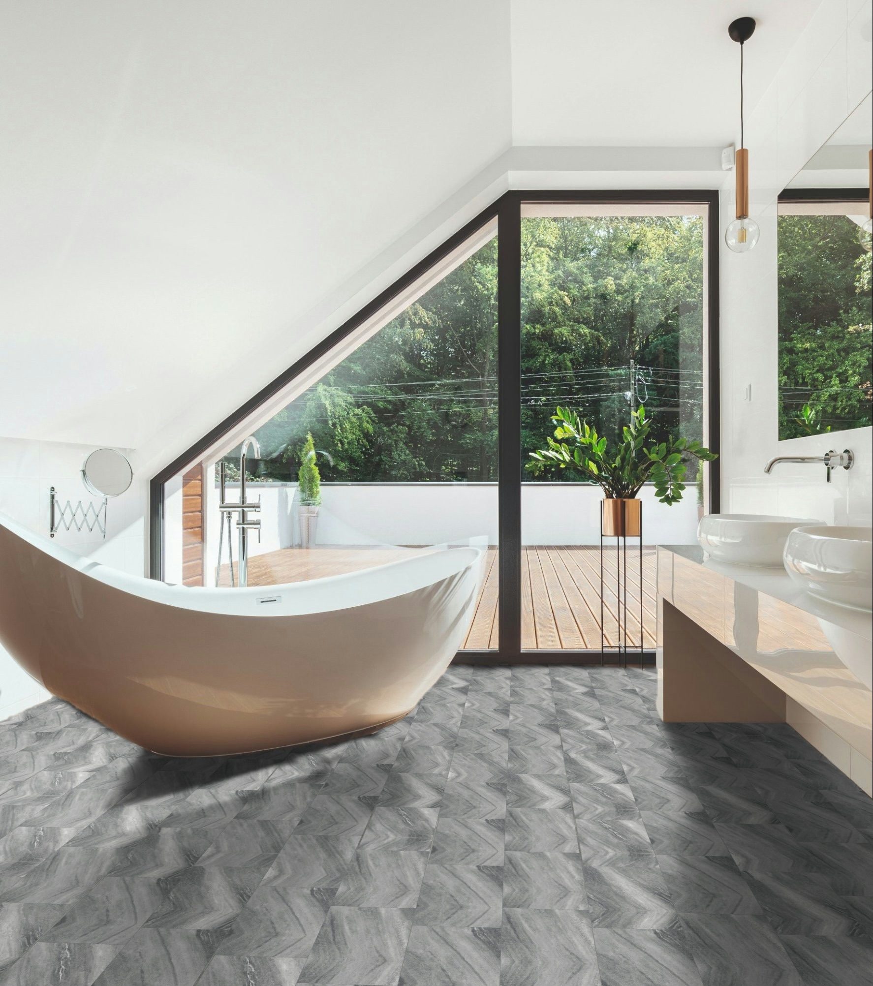 Luxury Vinyl - SmartDrop Tile - Grey Granite - Fuzion Flooring
